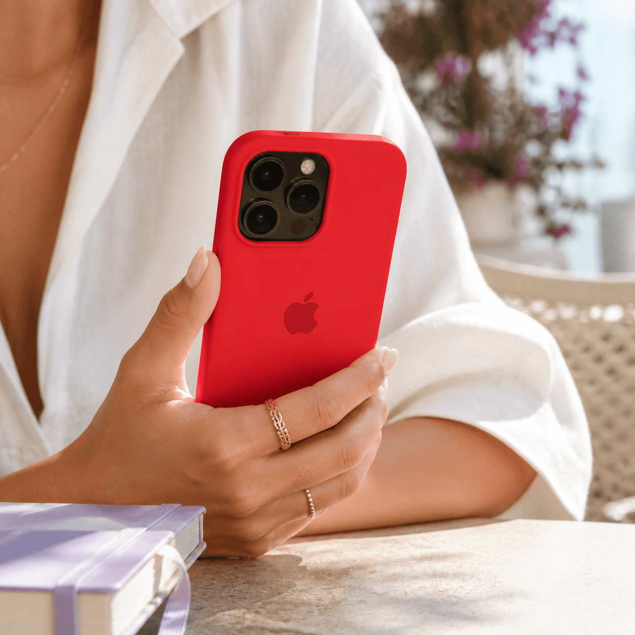 Cherry Red case in everyday use